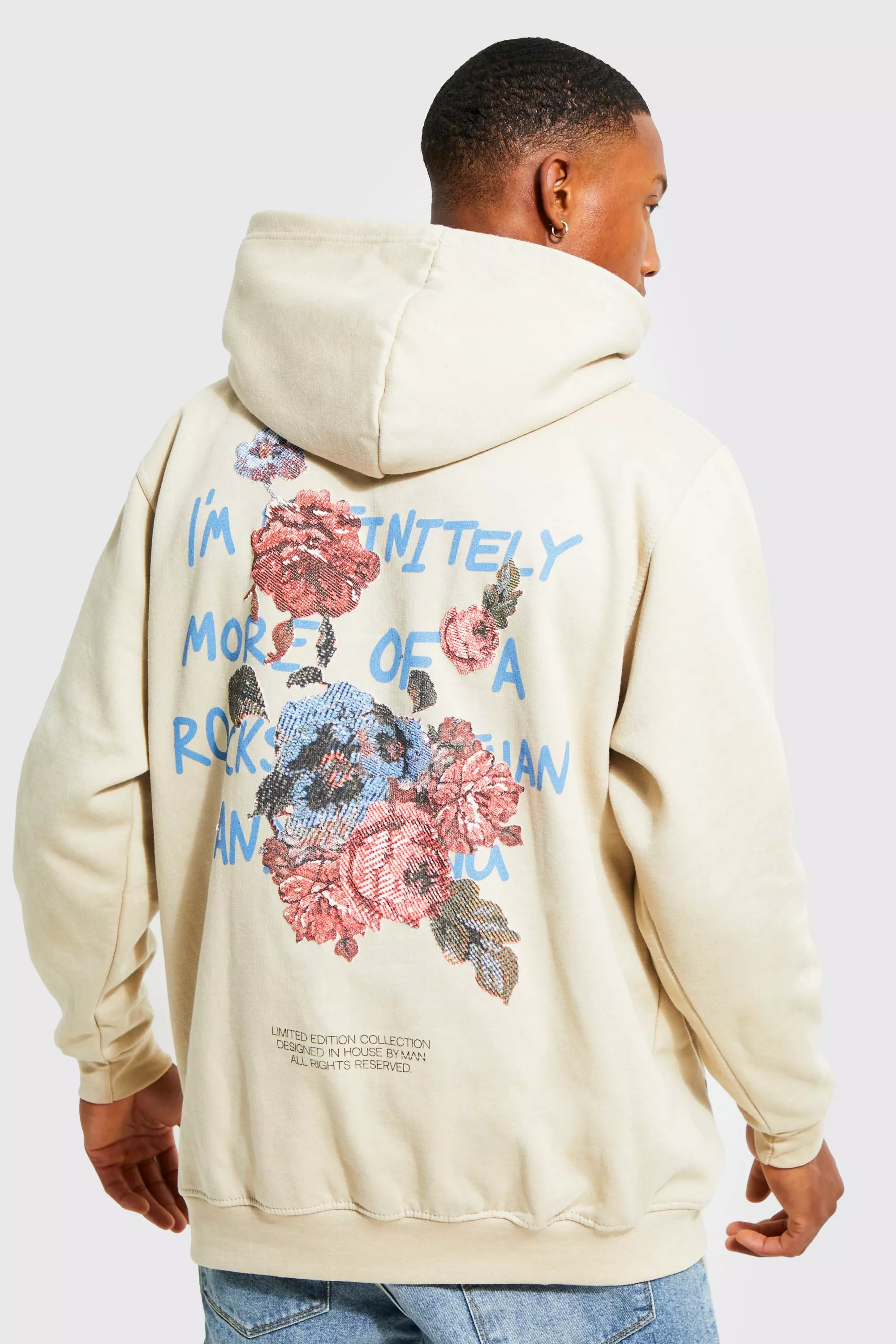 Oversized longline hoodie cheap with marble back print