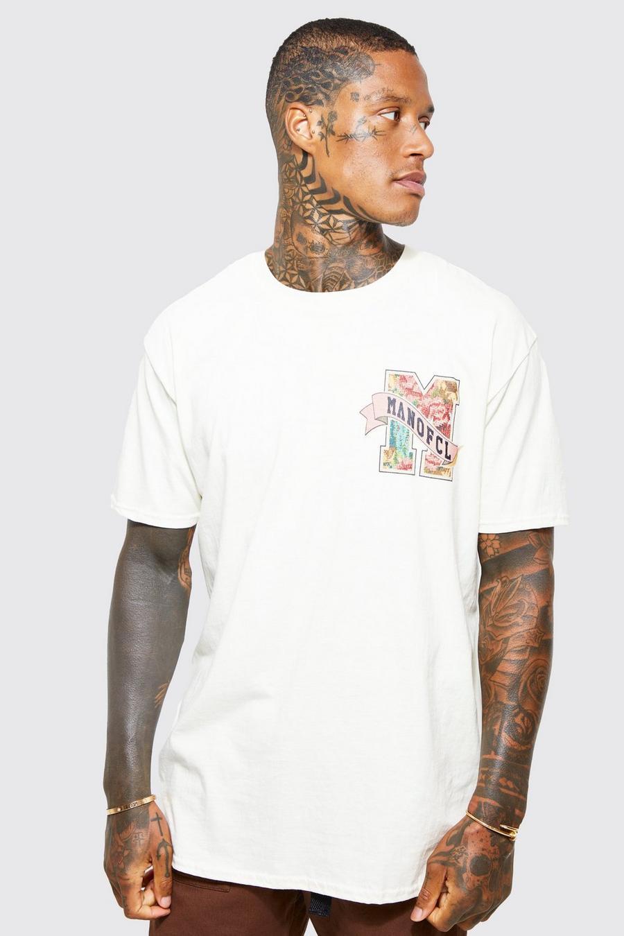 Ecru white Oversized Man Official Graphic T-shirt