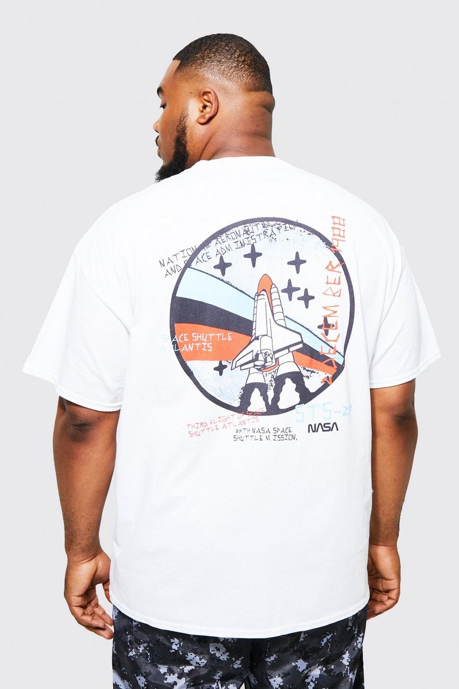 White Plus Nasa Rocket Graffiti License T-shirt image number 1