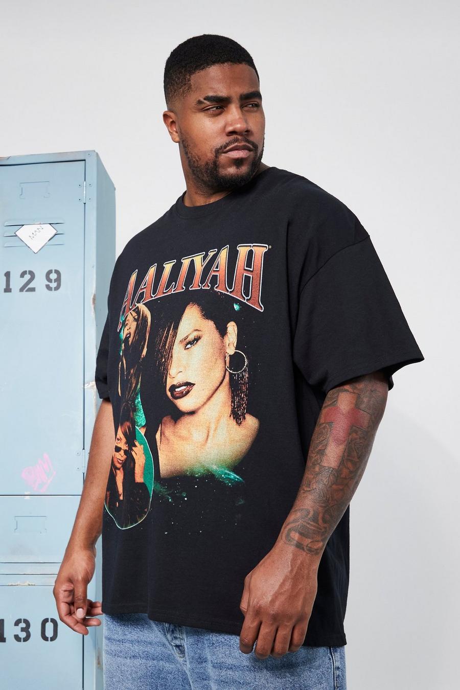 Black Plus Gelicenseerd Vintage Aaliyah T-Shirt image number 1