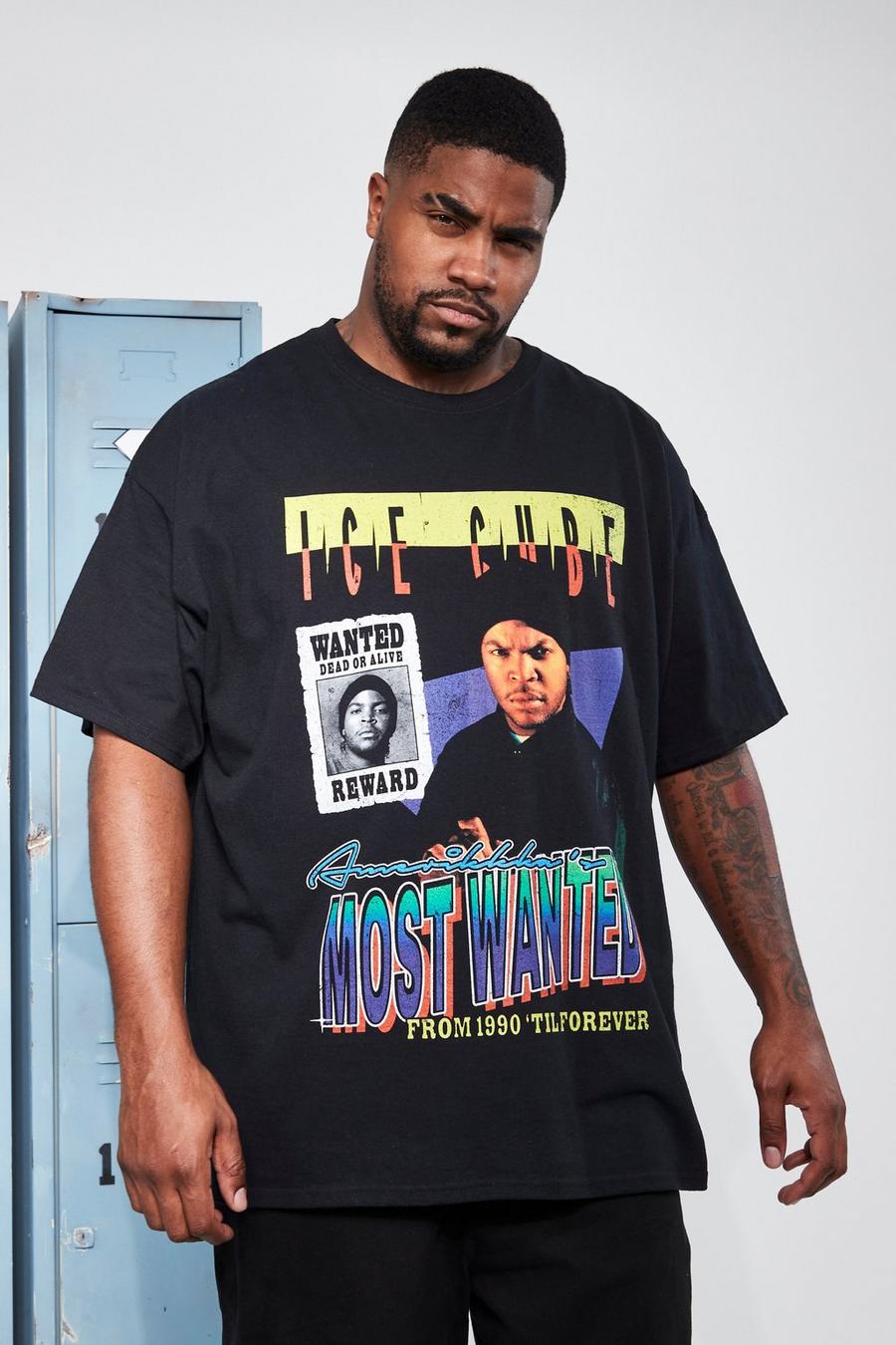 Grande taille - T-shirt effet vintage à imprimé Ice Cube, Black image number 1