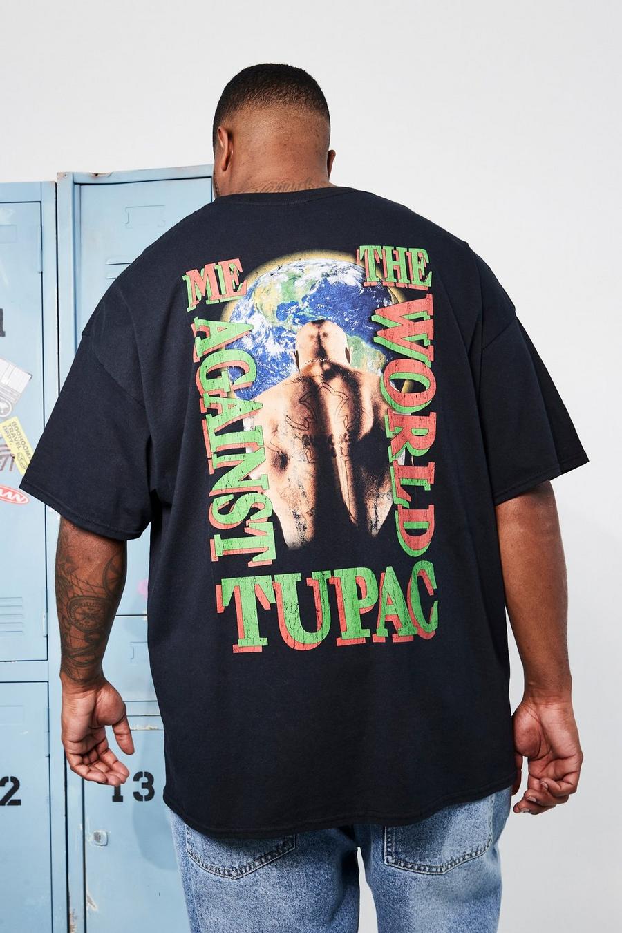 שחור טישרט עם מיתוג וינטג' של Tupac, מידות גדולות image number 1