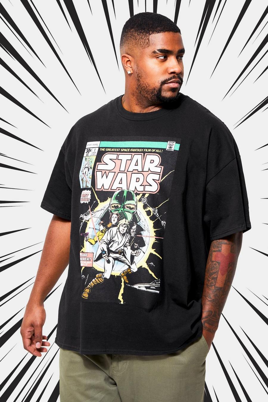 Black Plus Star Wars Comic License T-shirt image number 1