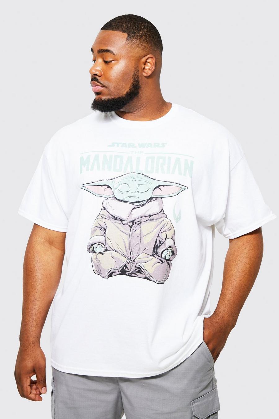 White Plus Baby Yoda Mandalorian License T-shirt