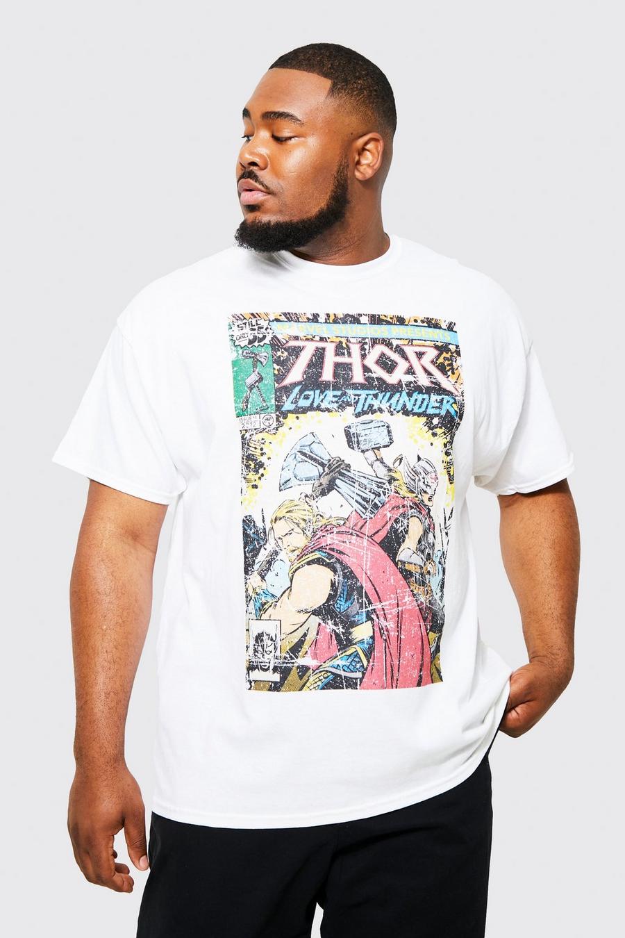 White Plus Thor Comic License T-shirt image number 1