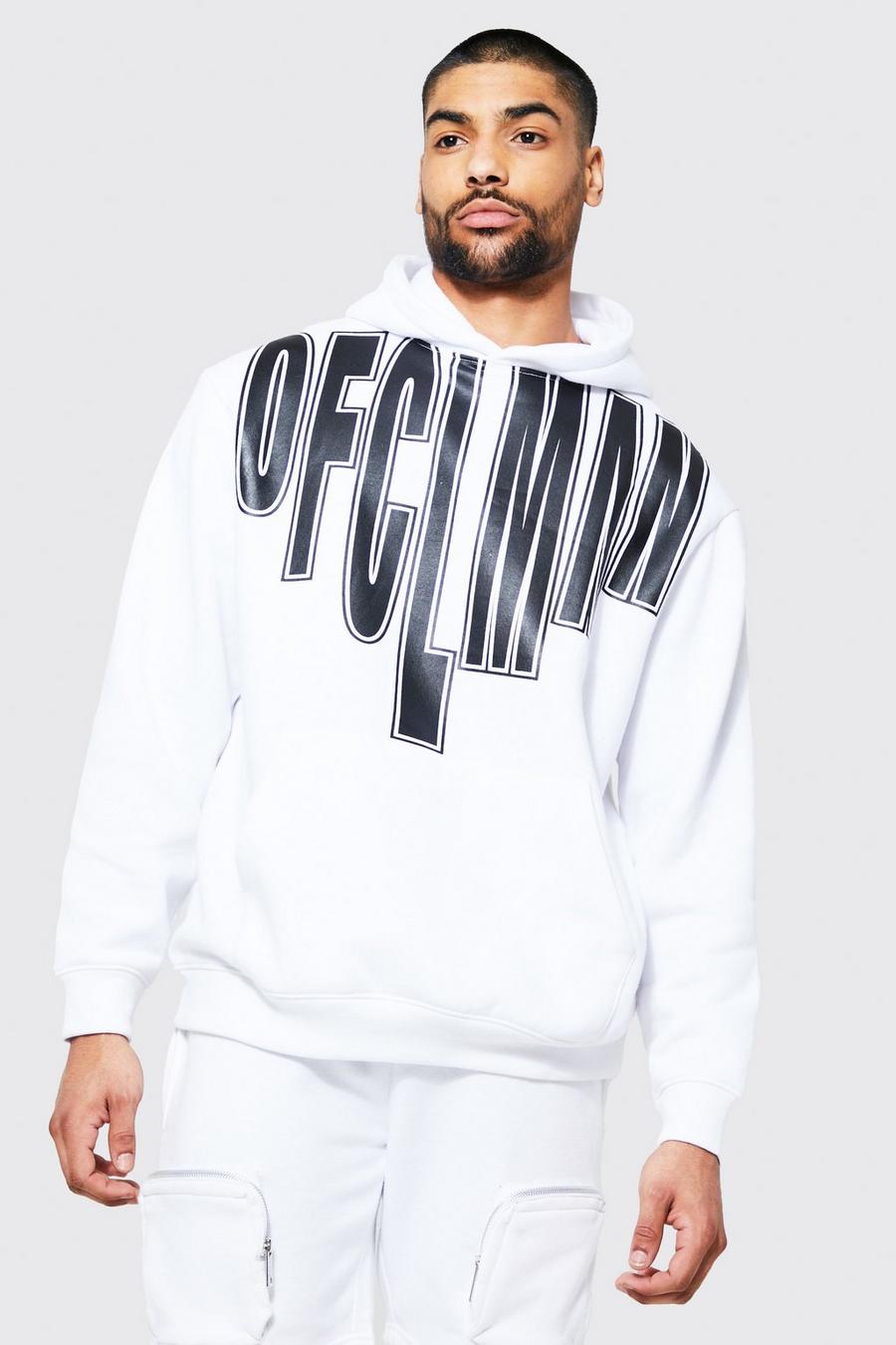 White Ofcl MAN Oversize hoodie med tryck image number 1