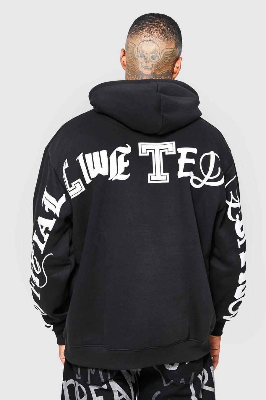 Black Recycled Oversized 3d Limited Hoodie