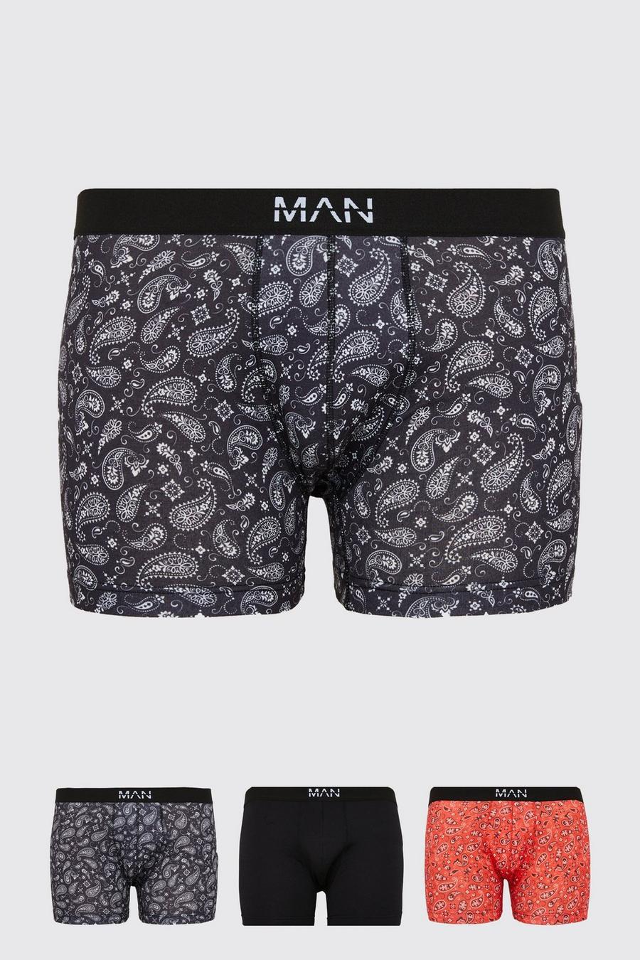 Multi Plus Paisley All Over Print 3 Pack Boxer