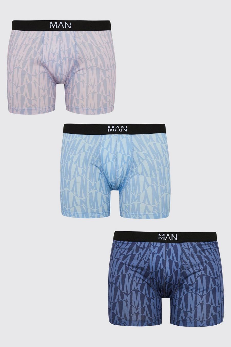 Multi Plus Man Wave All Over Print 3 Pack Boxer