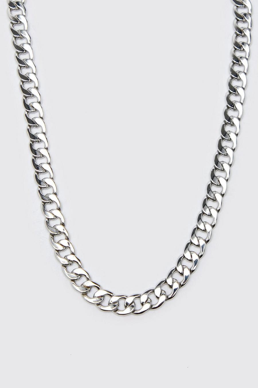 Silver argent Chunky Cuban Chain Necklace