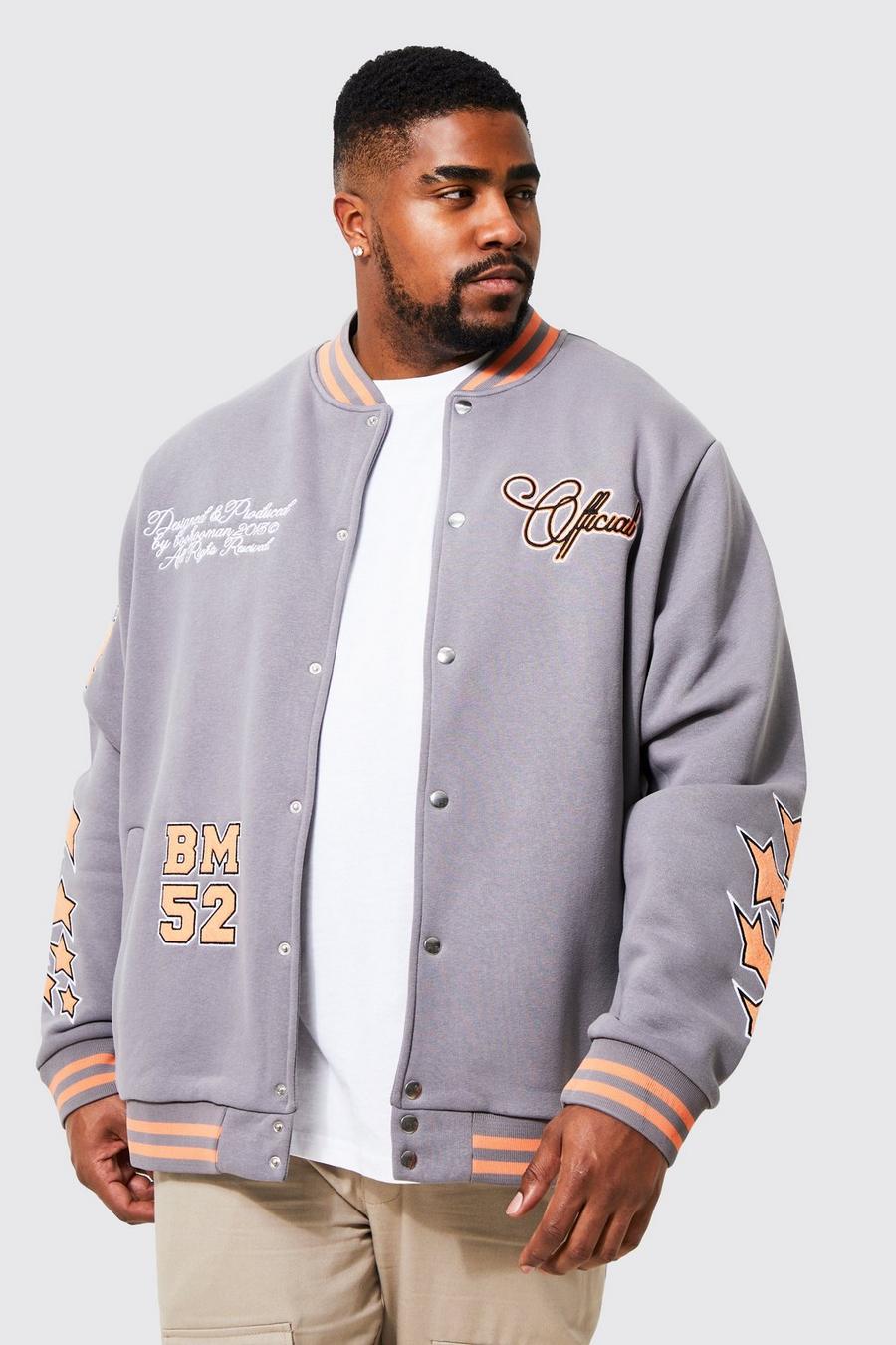 Charcoal Plus Varsity Applique Limited Jersey Bomber image number 1