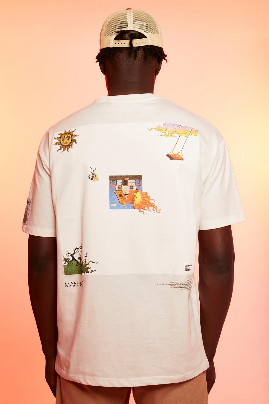 Ecru white Oversized Rema Back Graphic T-shirt image number 1