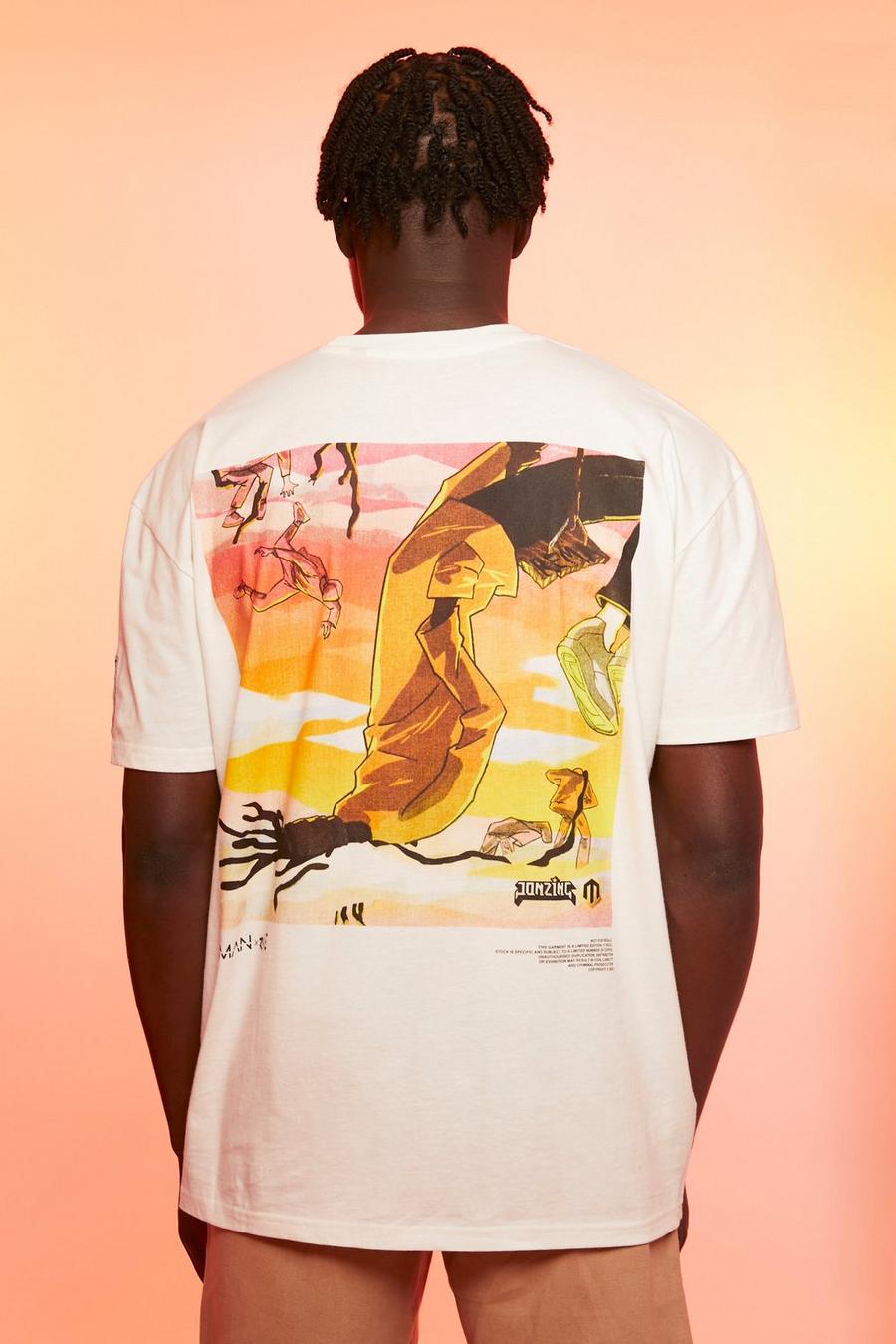 Ecru Oversized Rema Back Graphic T-shirt image number 1