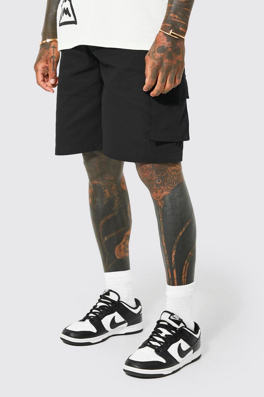 Black noir Baggy Cargo Chino Shorts