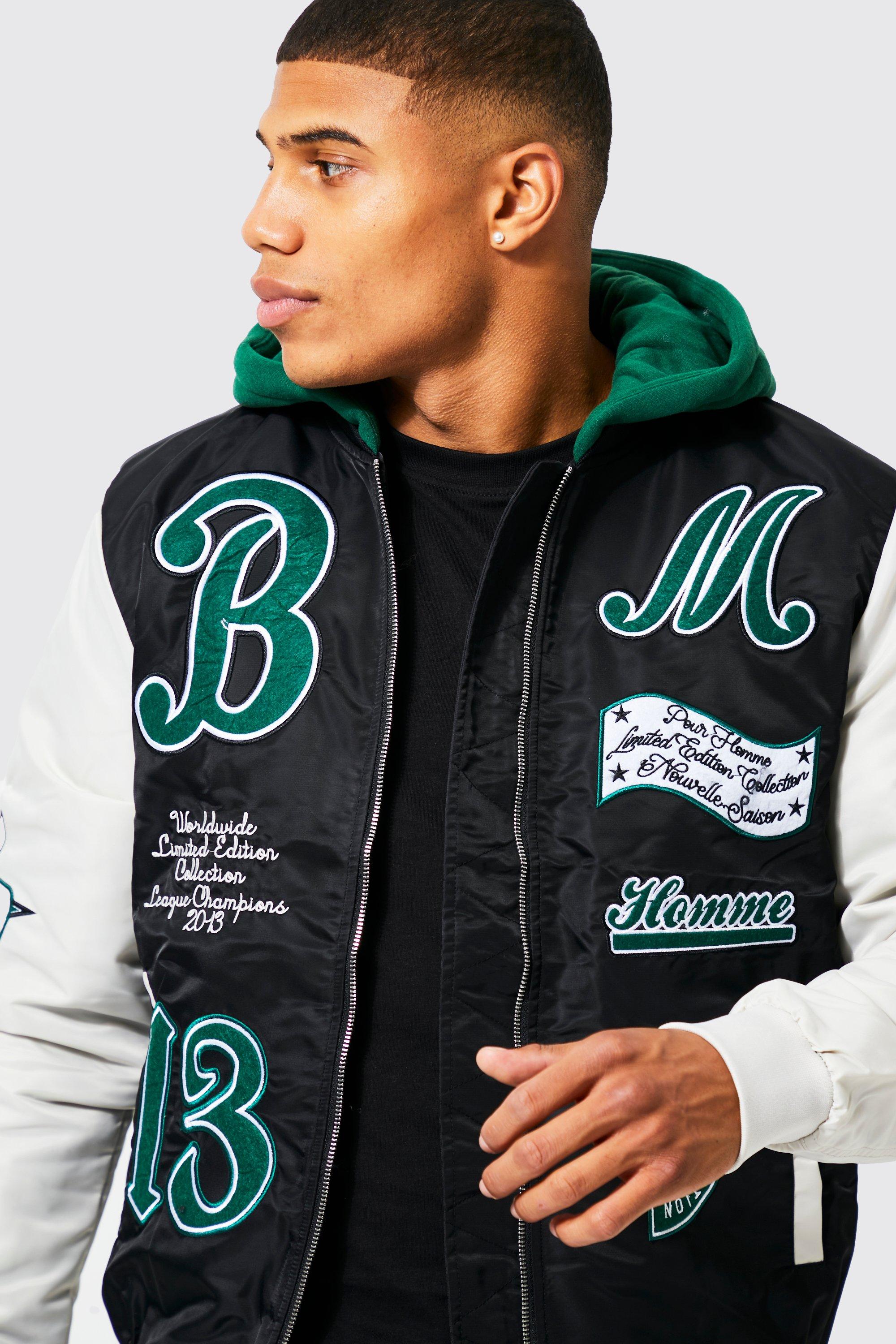 Hooded Colourblock Limited Varsity Jacket | boohoo NO