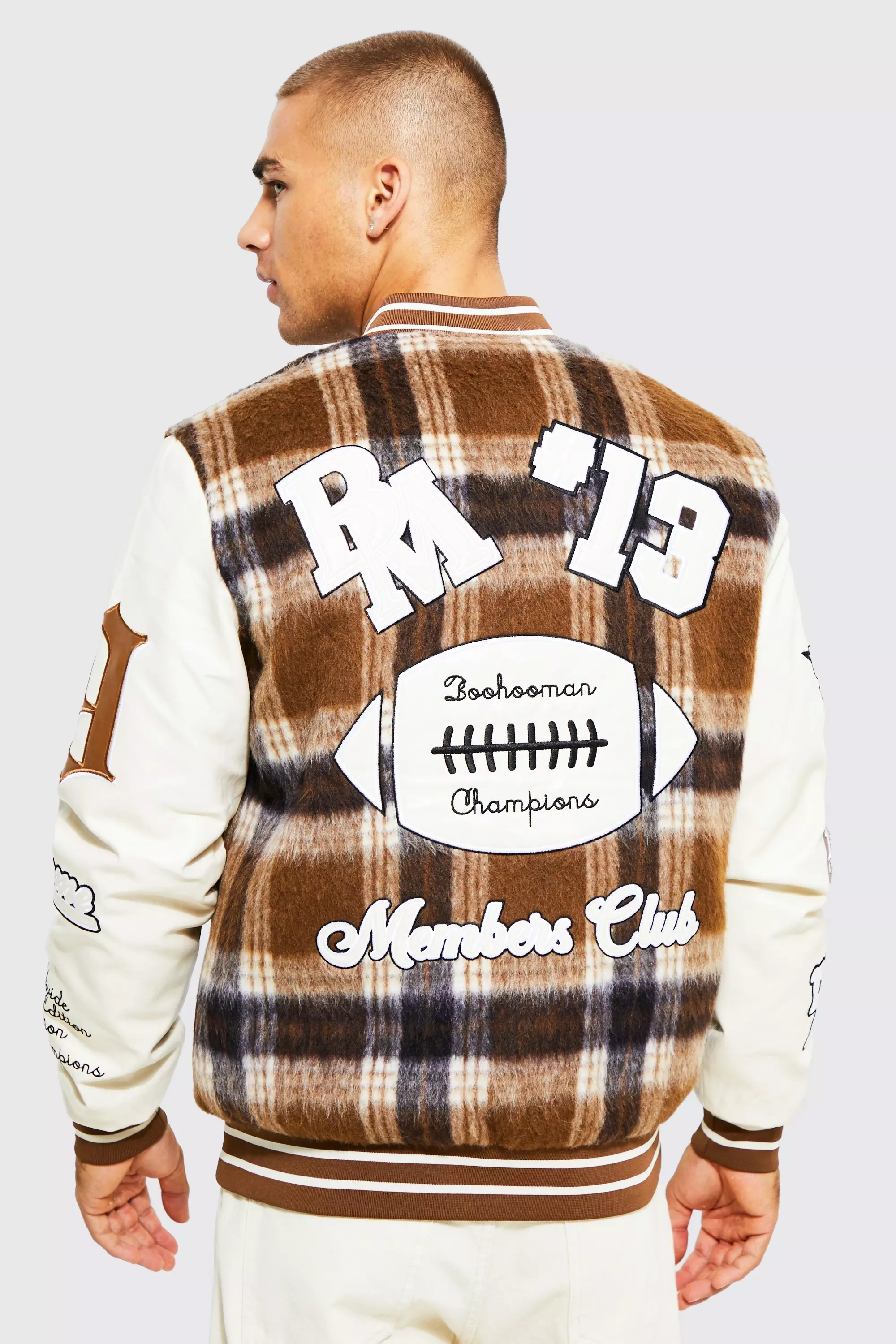 Champion plaid best sale baseball jacket