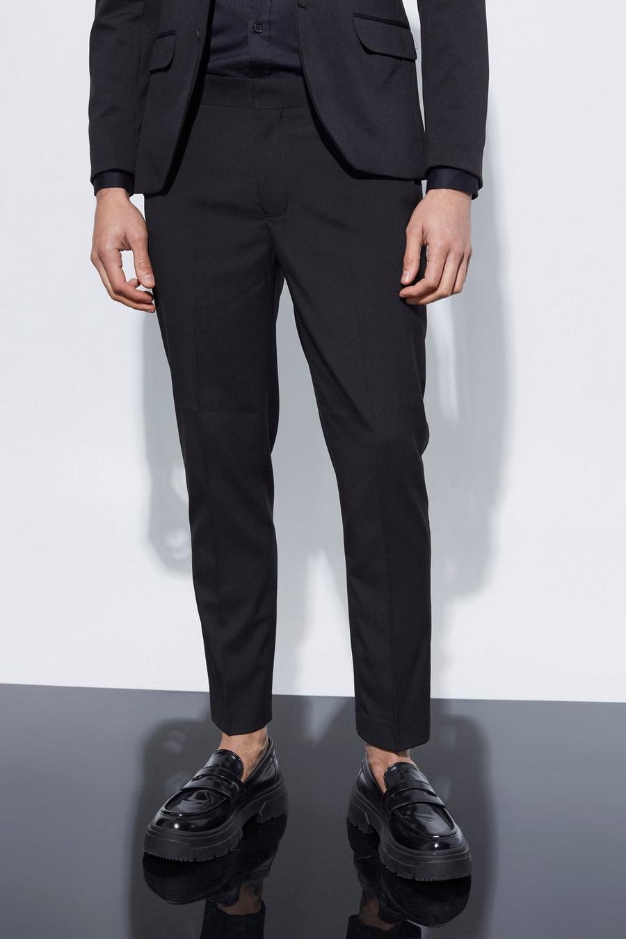 Black Skinny Cropped Suit ruffled Trousers