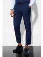 Navy Skinny Cropped Suit Trousers