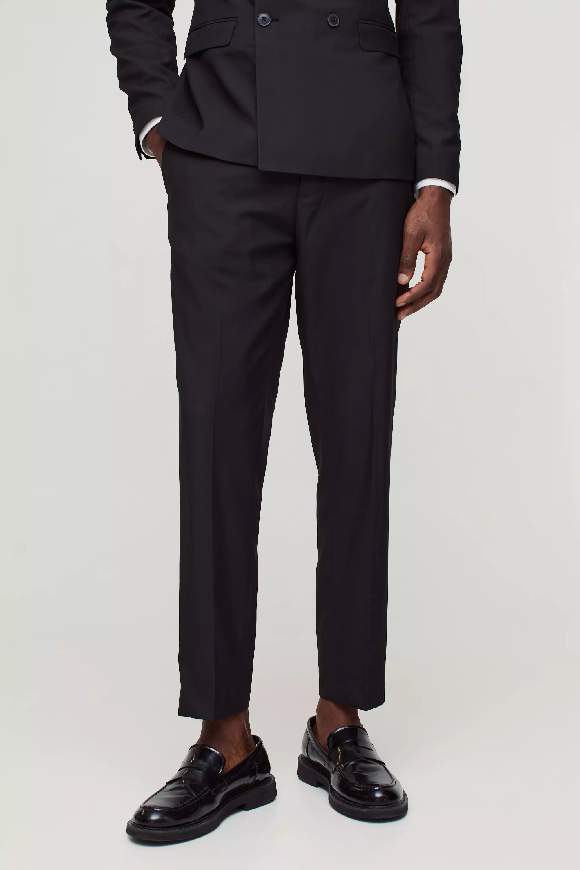 Black Slim Single Breasted Suit Jacket صورة بديلة