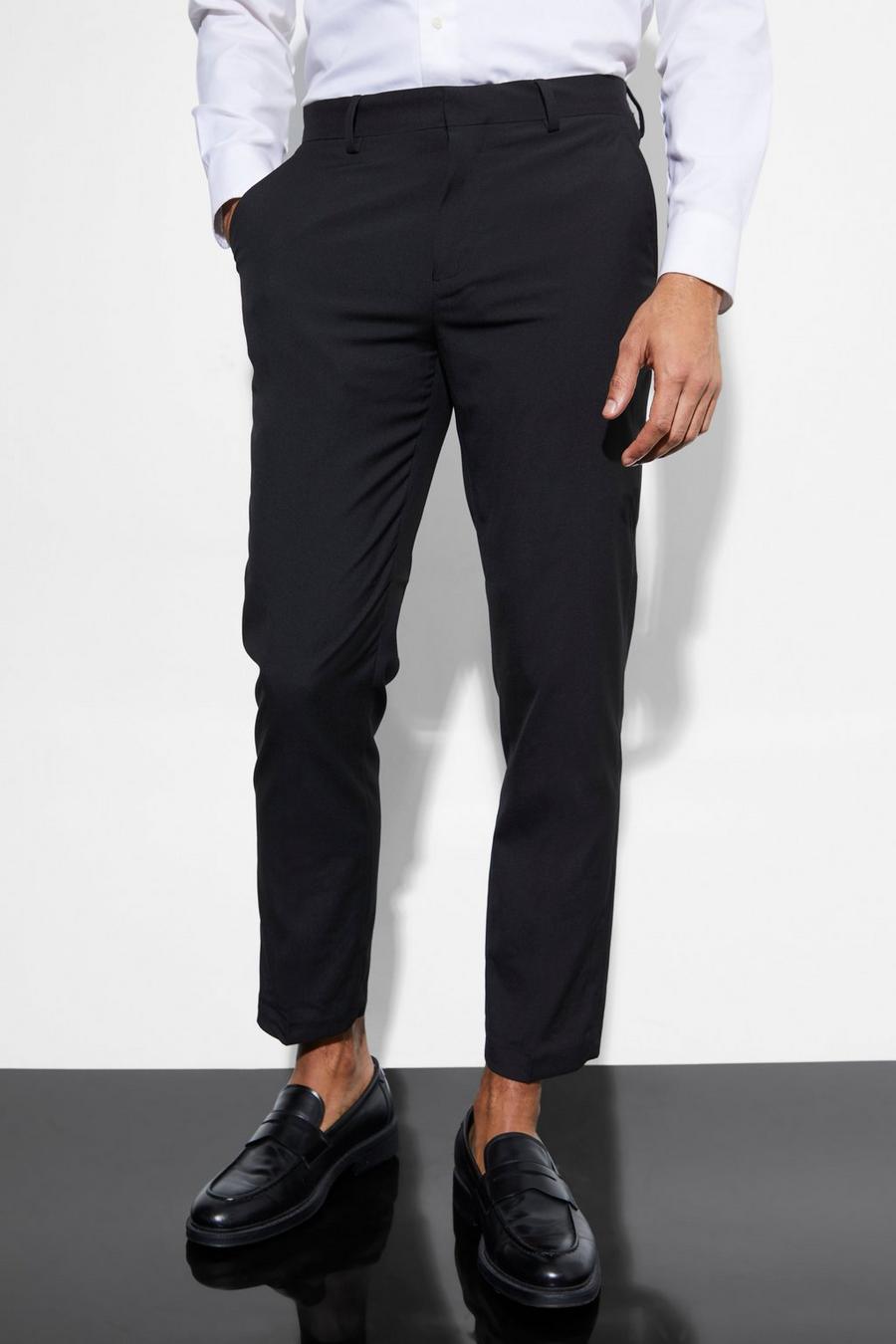 Black schwarz Slim Cropped Suit Trousers
