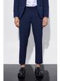 Navy Slim Cropped Suit Trousers