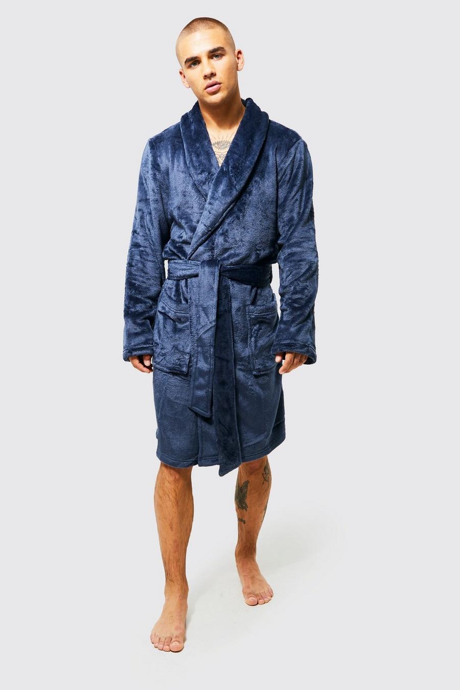 Navy Shawl Dressing Gown