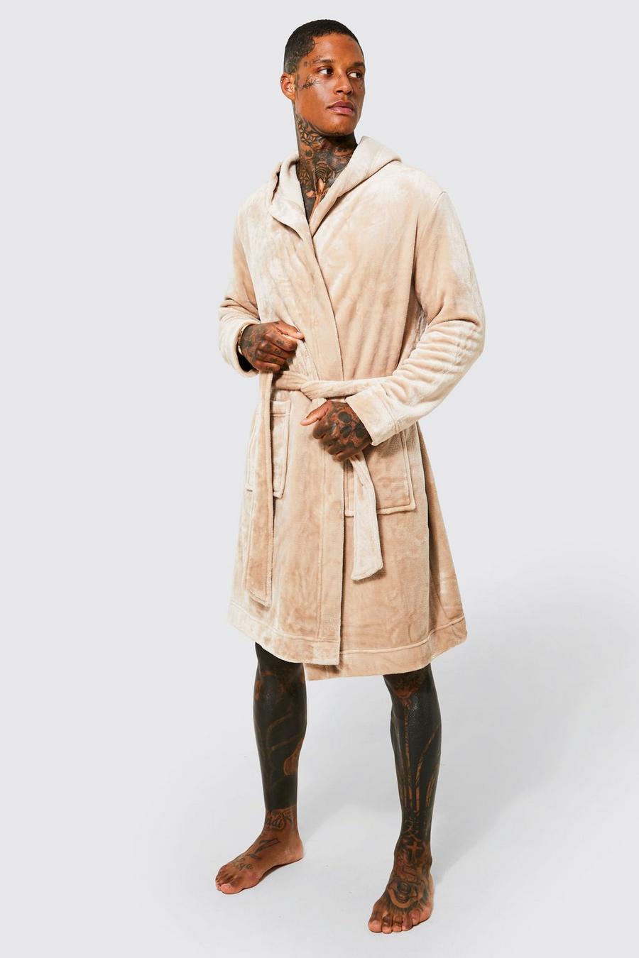 Beige Hooded Dressing Gown image number 1