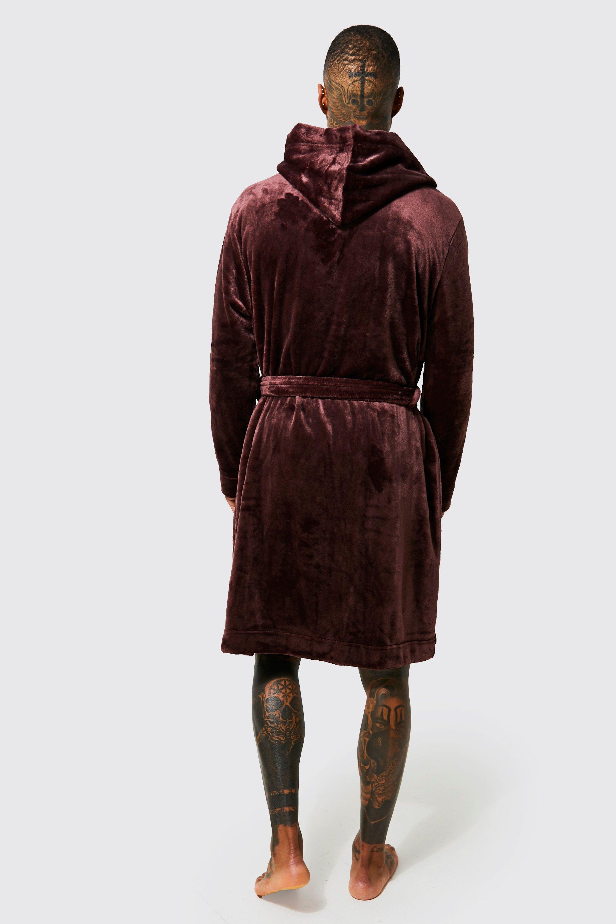 Boohoo Hooded Bathrobe/robe in Chocolate for Men robe dresses and bathrobes Brown Womens Clothing Nightwear and sleepwear Robes 
