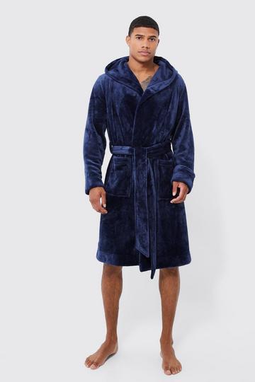 Hooded Dressing Gown navy