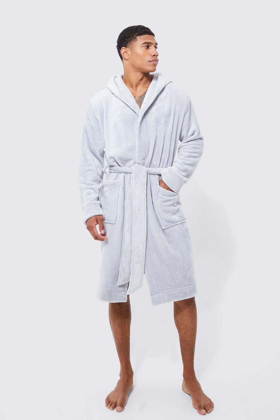 Grey Hooded Dressing Gown image number 1