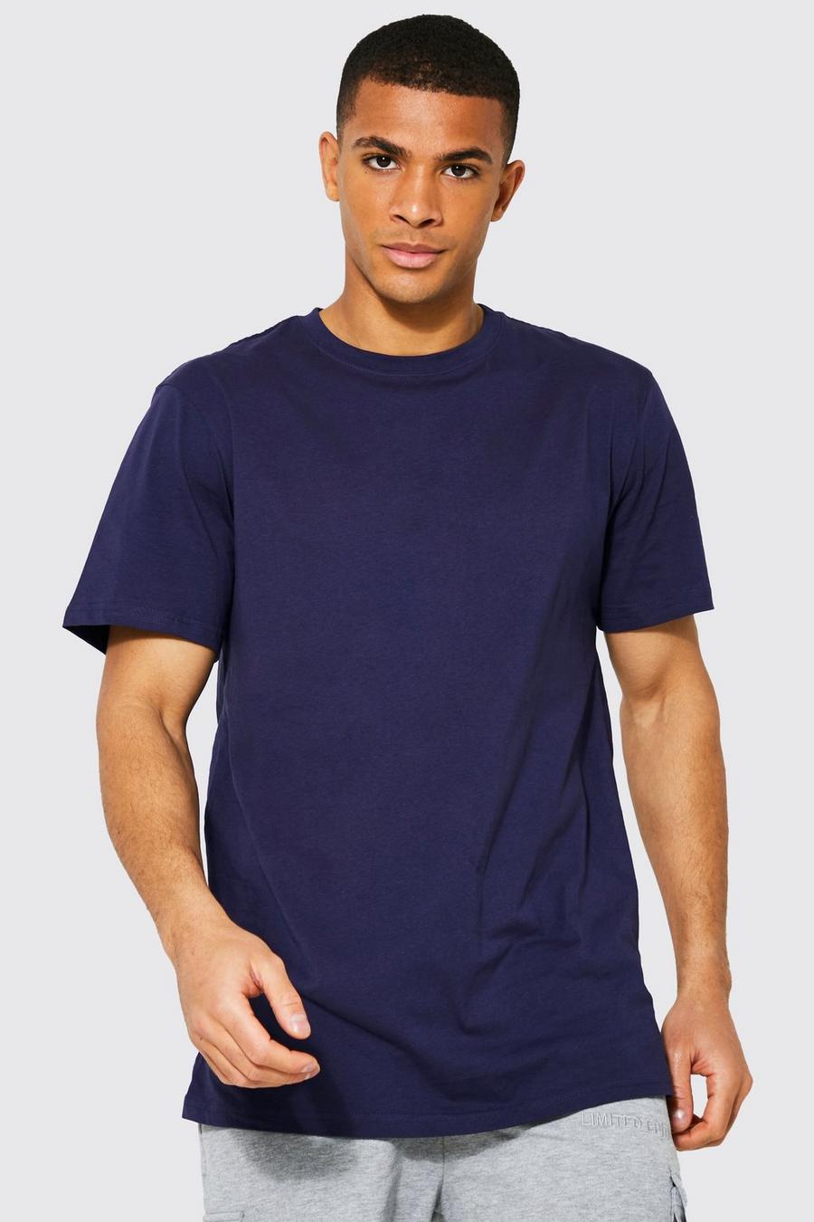 Navy Basic Longline T-shirt