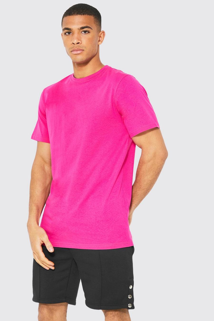 Pink rosa Basic Longline T-shirt