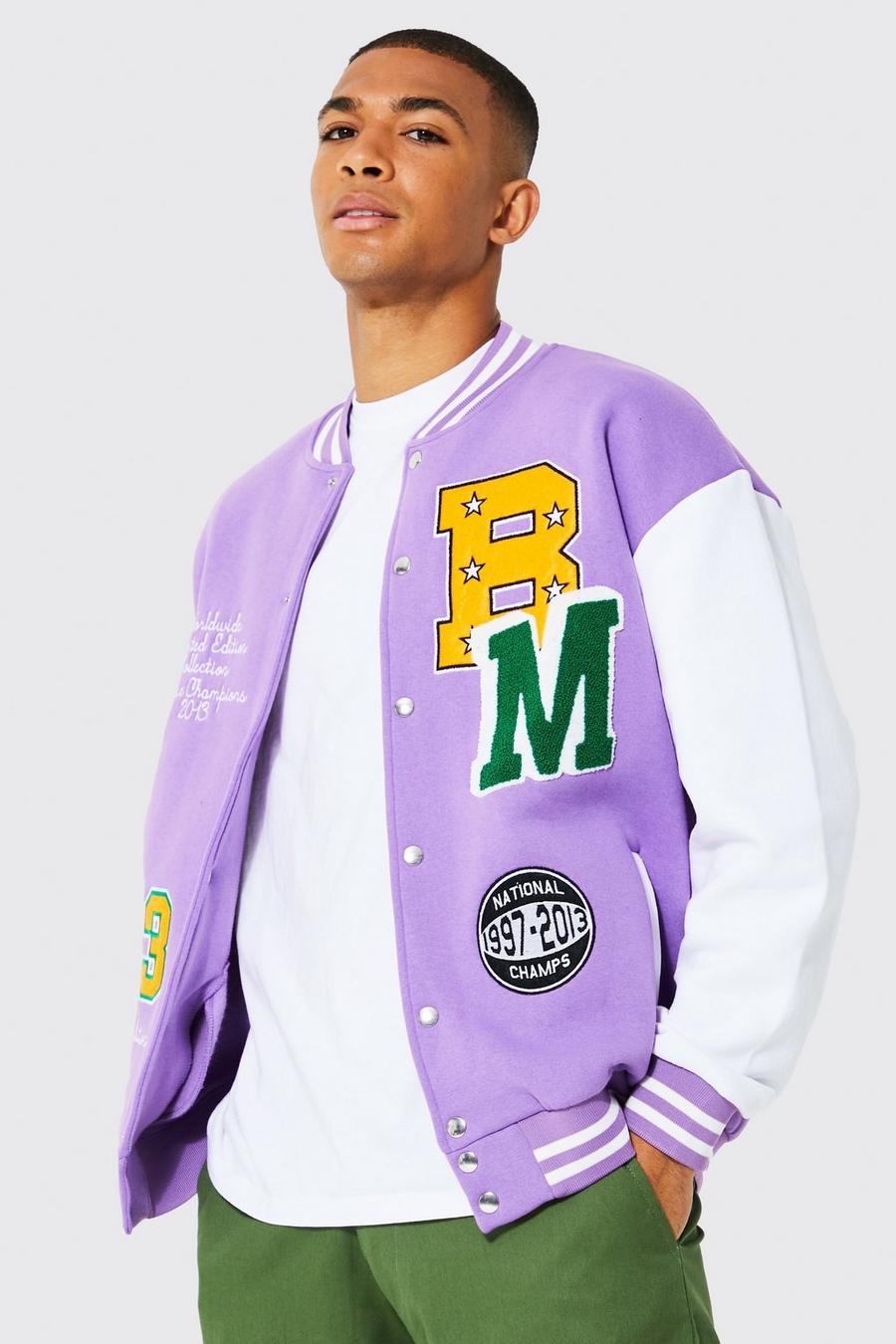 Giacca stile Varsity in jersey, Purple image number 1