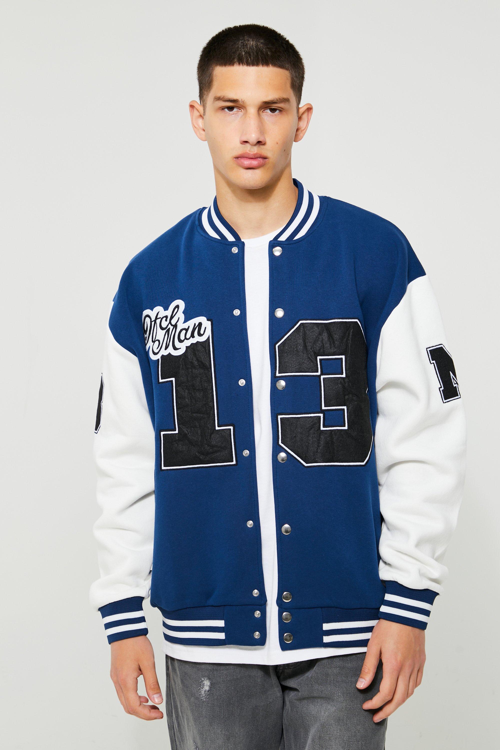 Oversized Badge Jersey Varsity Bomber Jacket