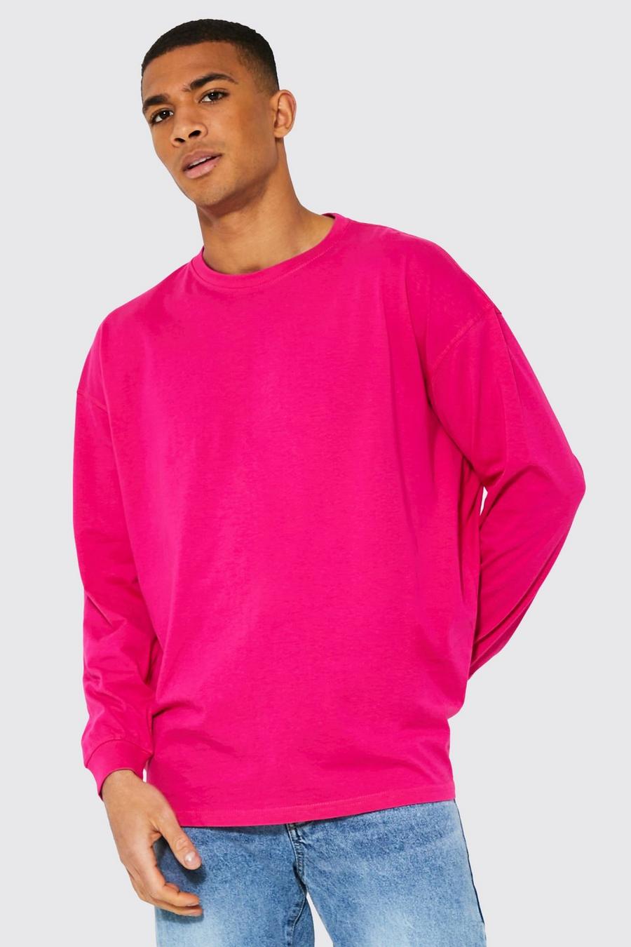 Pink Long Sleeve Oversized T-shirt image number 1
