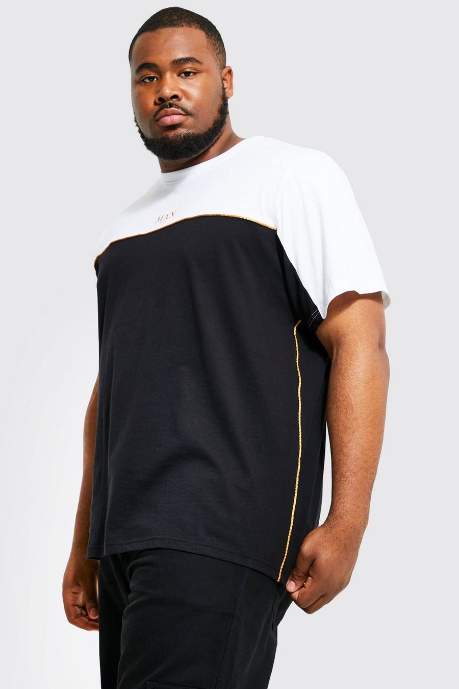 Black noir Plus Man Gold Colour Block T-shirt