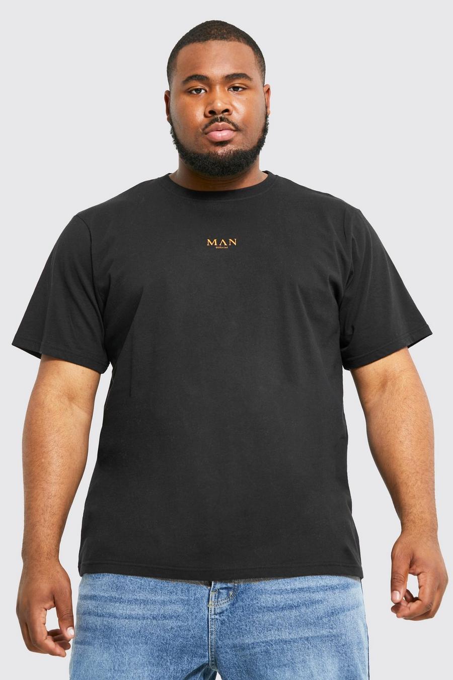 Black schwarz Plus Man Gold T-shirt With Back Tape image number 1