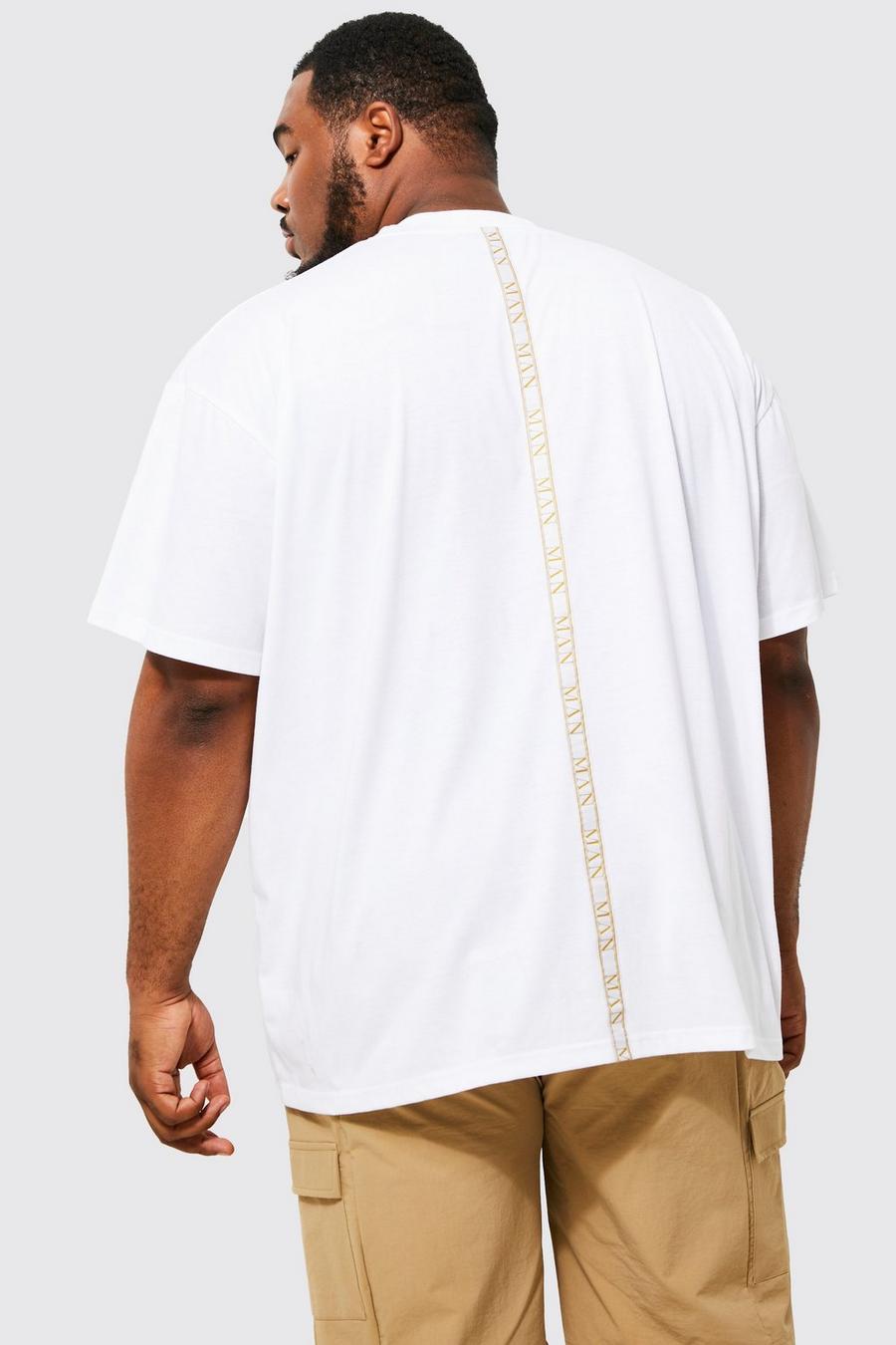 White Plus Oversized Man Gold T-shirt With Tape image number 1