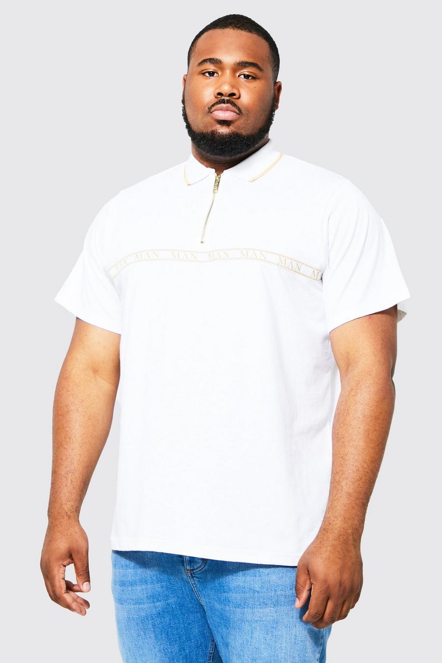 White weiß Plus Man Gold Tape Polo With Tipping