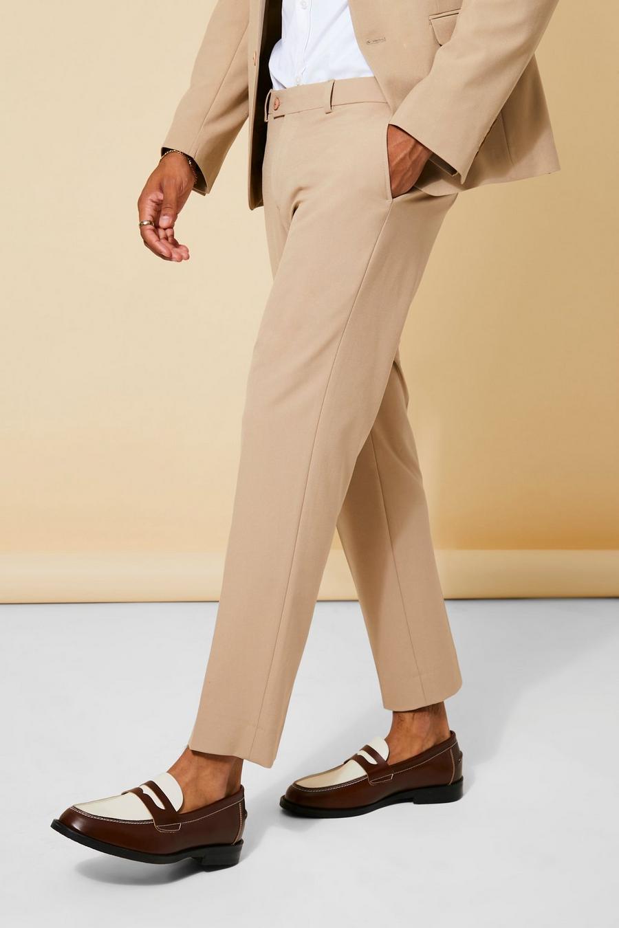 Slim Beige Suit Crop Trousers image number 1