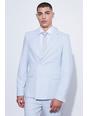 Light blue Double Breasted Slim Textured Suit Jacket