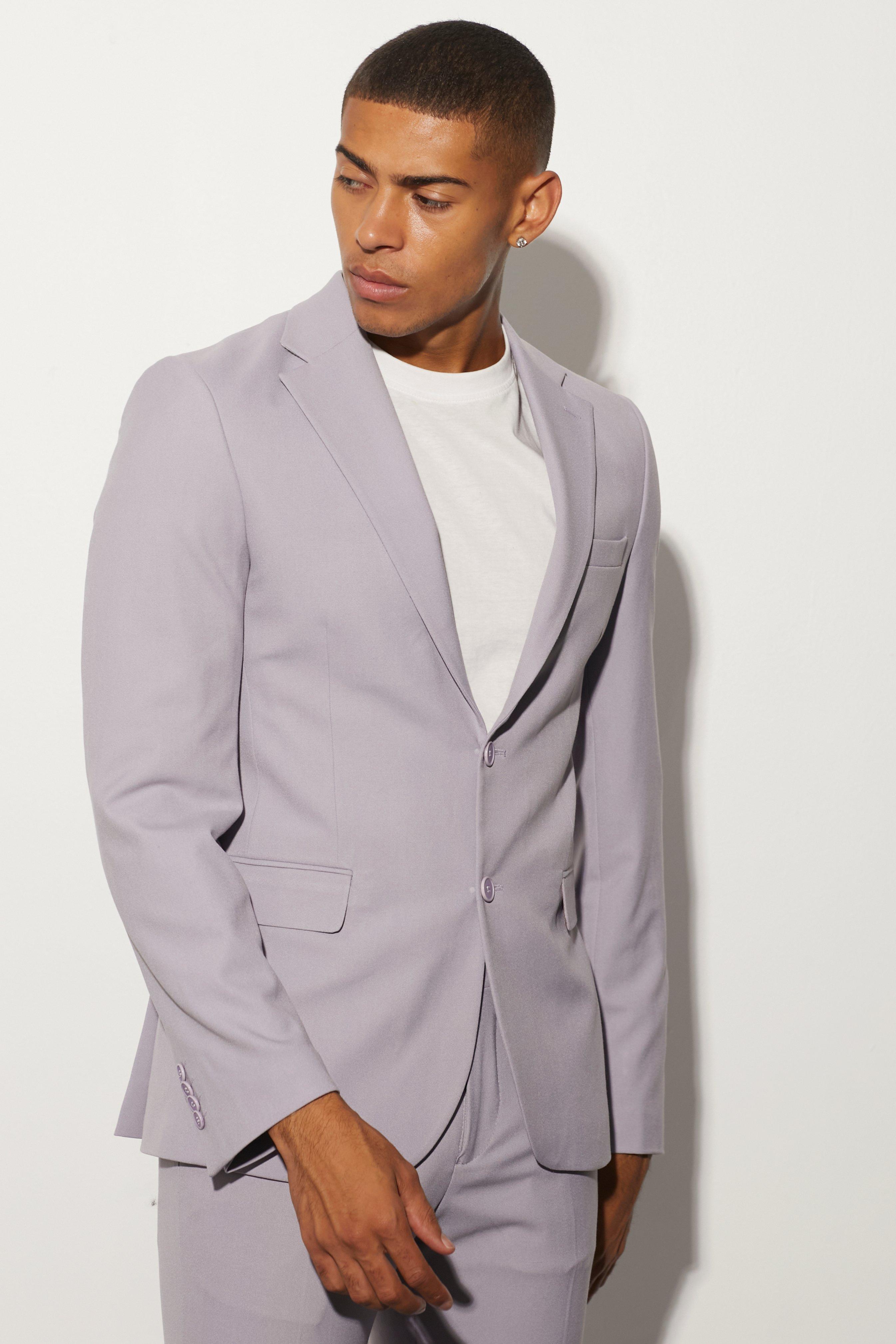 Lilac Skinny Single Breasted Suit Jacket