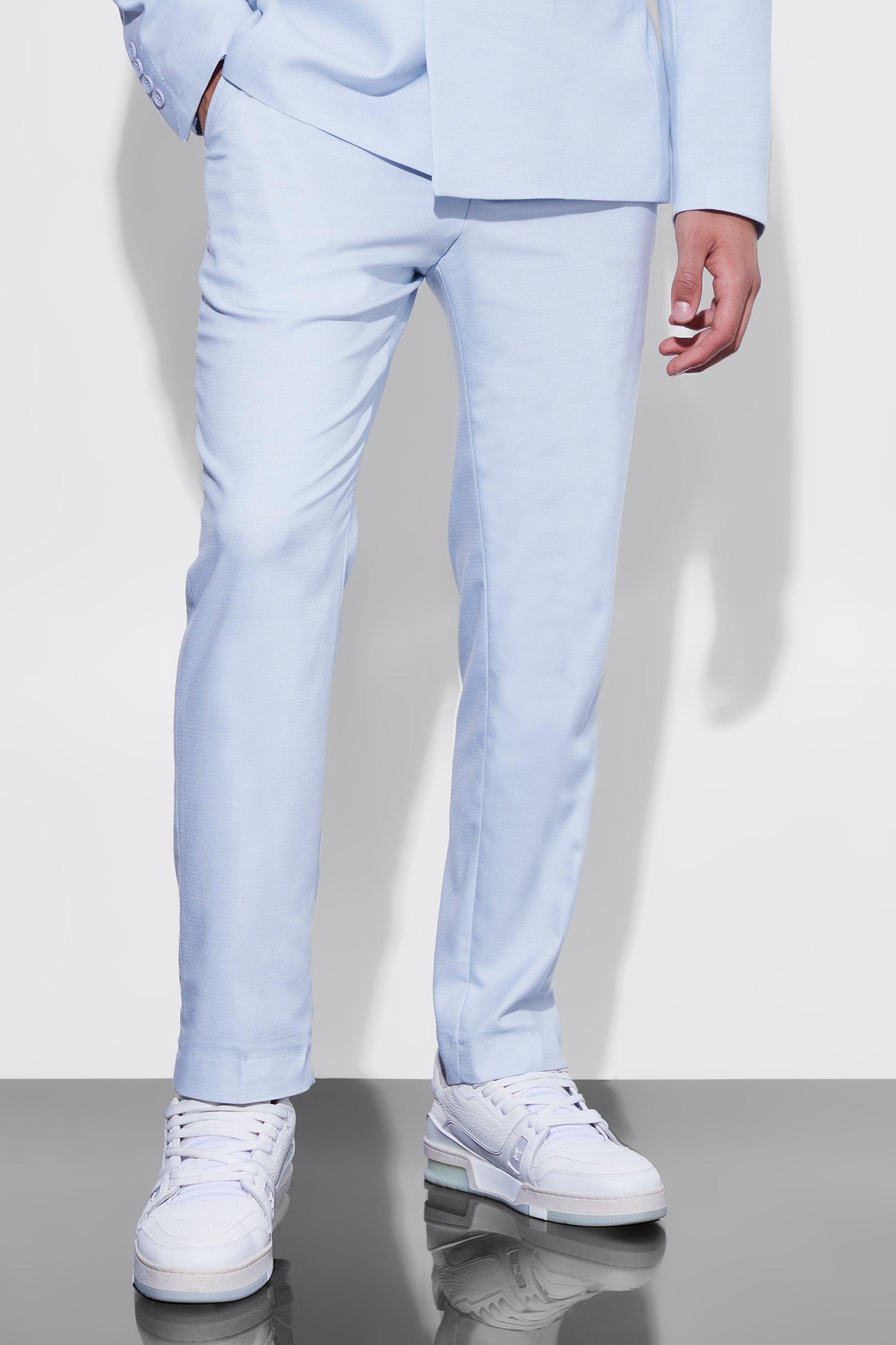 Light blue Slim Textured Suit Trousers