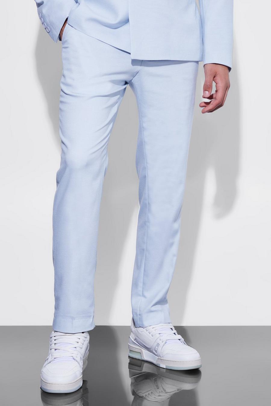 Light blue Slim Textured Suit Trousers image number 1