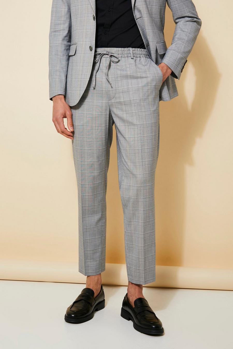 Grey Slim Elasticated Tailored Trouser image number 1