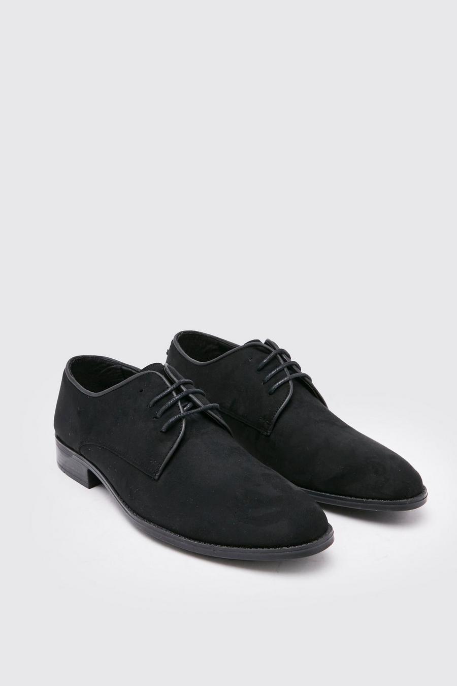 נעלי דרבי דמויות זמש בצבע שחור image number 1