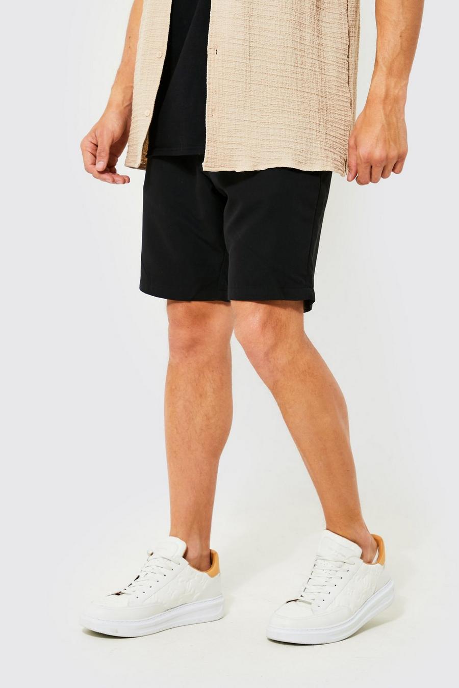 Black Relaxed Fit Chino Shorts image number 1