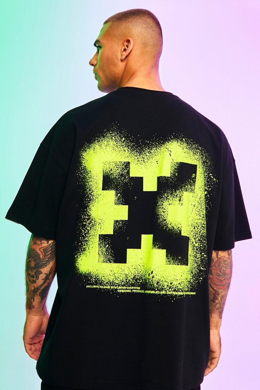 T-shirt oversize con stampa Hideout sul retro, Black image number 1