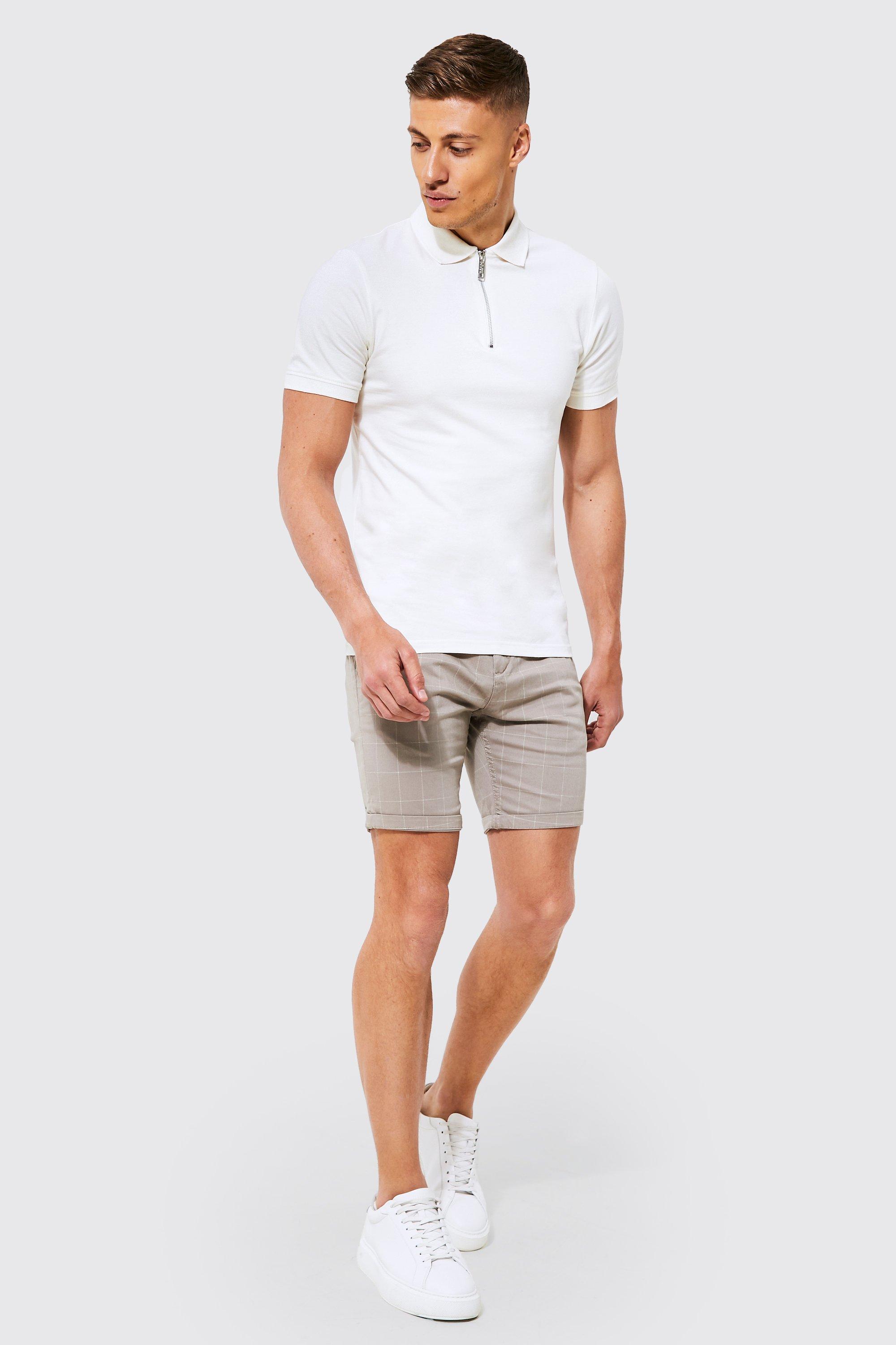 Slim Fit Checked Chino Shorts