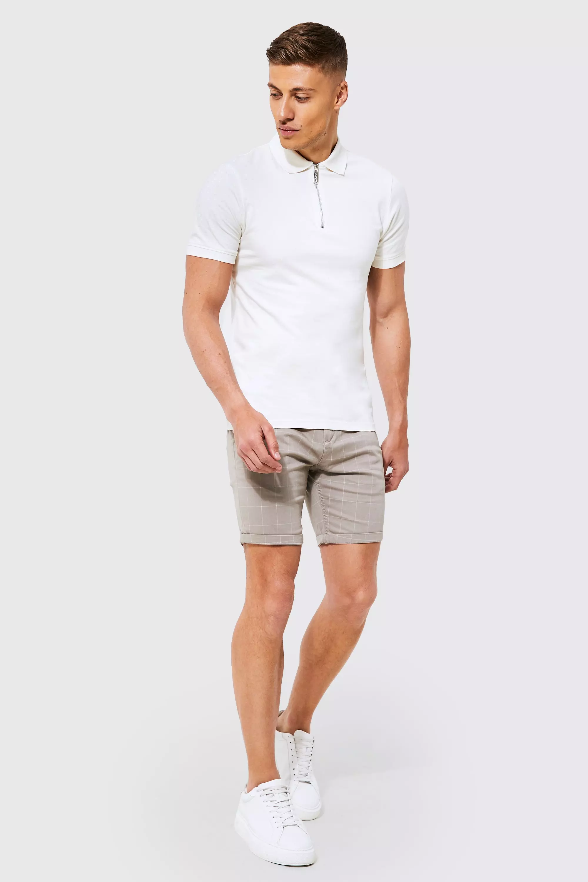 Checked chino shorts sale